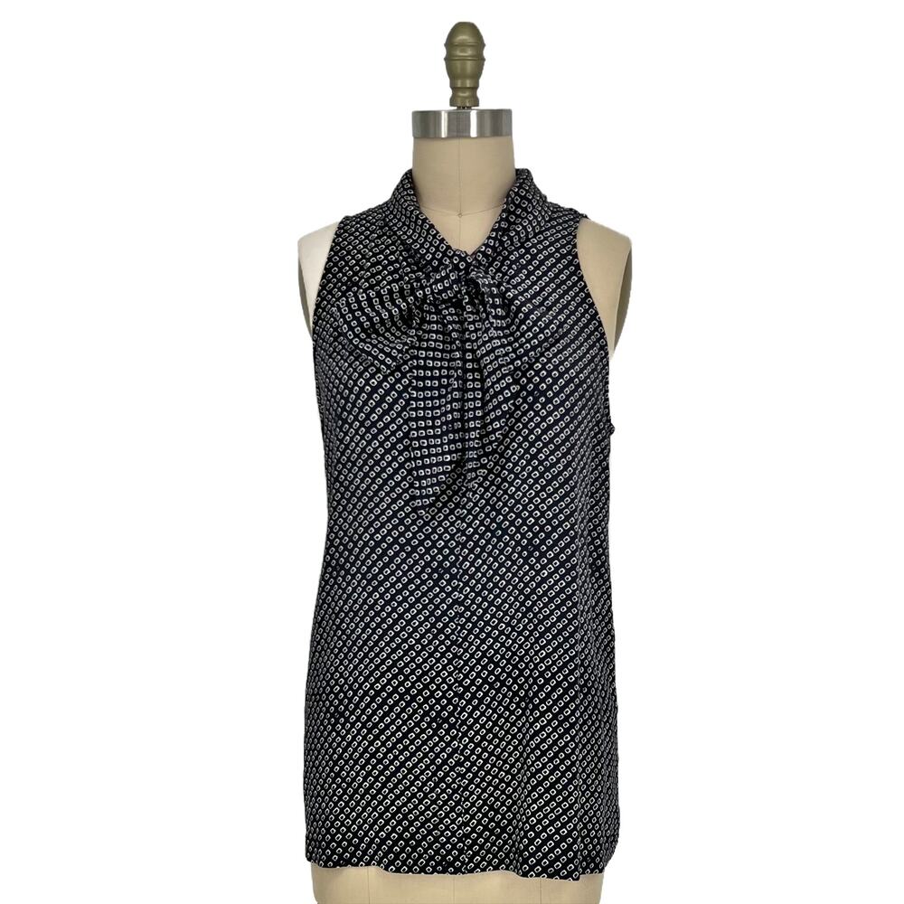 Theory x Neiman Marcus Silk Scarf Halter Top Navy Box Tile Print size Large - Picture 3 of 13